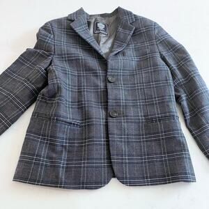 Dal Lago club boys gray plaid virgin wool blazer sports jacket size 10